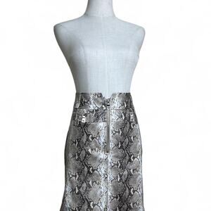 Tiger mist faux leather snake print midi skirt